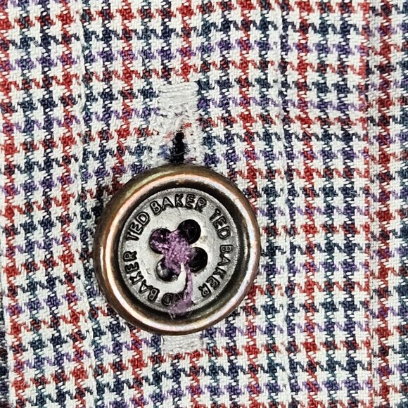 Ted Baker London Button-Down Shirt Multicolor Plaid Long Sleeve Men's Size 5 - Picture 8 of 10